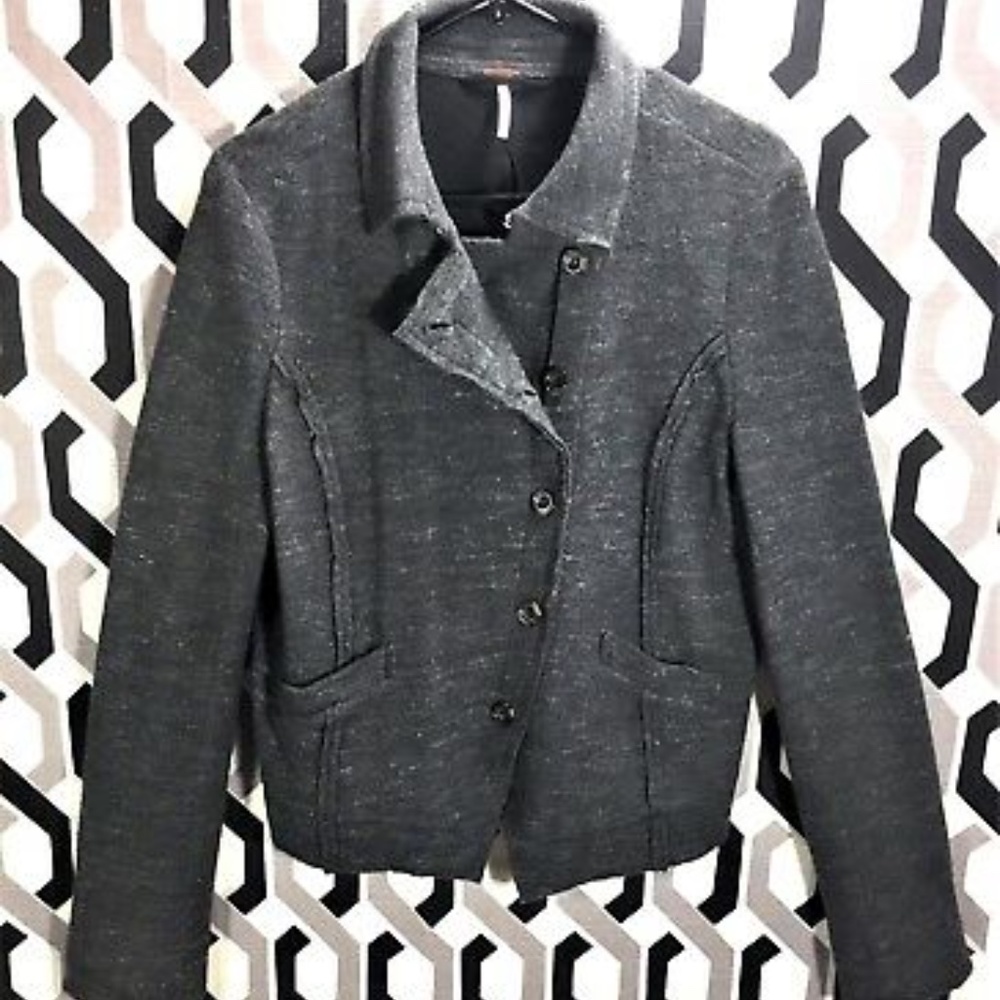 Free people gray wool military jacket